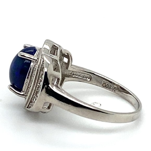 Black Opal 2.49ct Platinum Finish Solid 925 Sterling Silver Ring - Picture 6 of 7